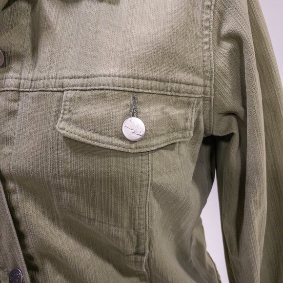 Anthropologie S Cotton Jean Jacket Light Green Tan Grey - Picture 4 of 14